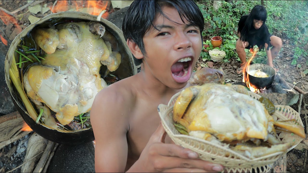 Technology Skills Food - Amazing Cooking chicken Whole - in forest