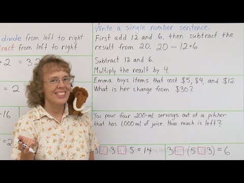 Number sentences with several operations - 4th grade math