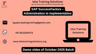 SAP SuccessFactors–Administration to Implementation Demo Video On 6th October 2025.