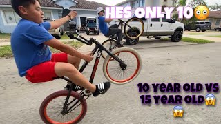 10 YEAR OLD BURNS UP 15 YEAR OLD IN WHEELIE!!**15 YEAR OLD GETS MAD screenshot 3