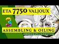 Eta 7750 valjoux  part 3  assembling  oiling  chrono  handsetting  breitling  watch repair