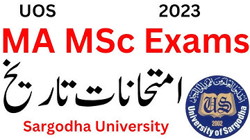 MA MSc Exams 2023 Sargodha University | MA Exams 2023 UOS | MSc Exams 2023 UOS | MA MSc Exam UOS