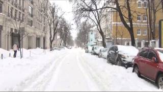 The central street of Kyiv under the snow.