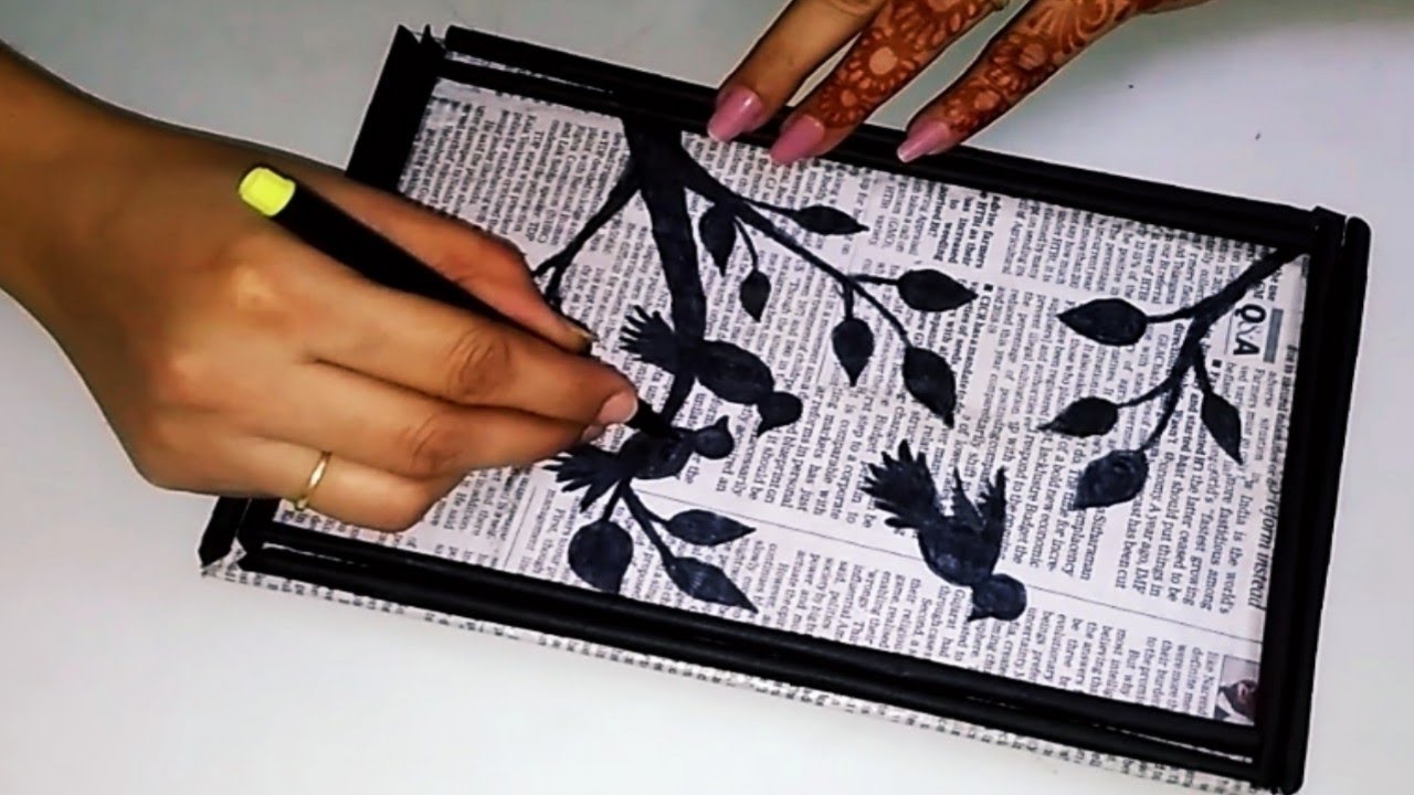 DIY wall decor news paper and card board wall hanging craft paper