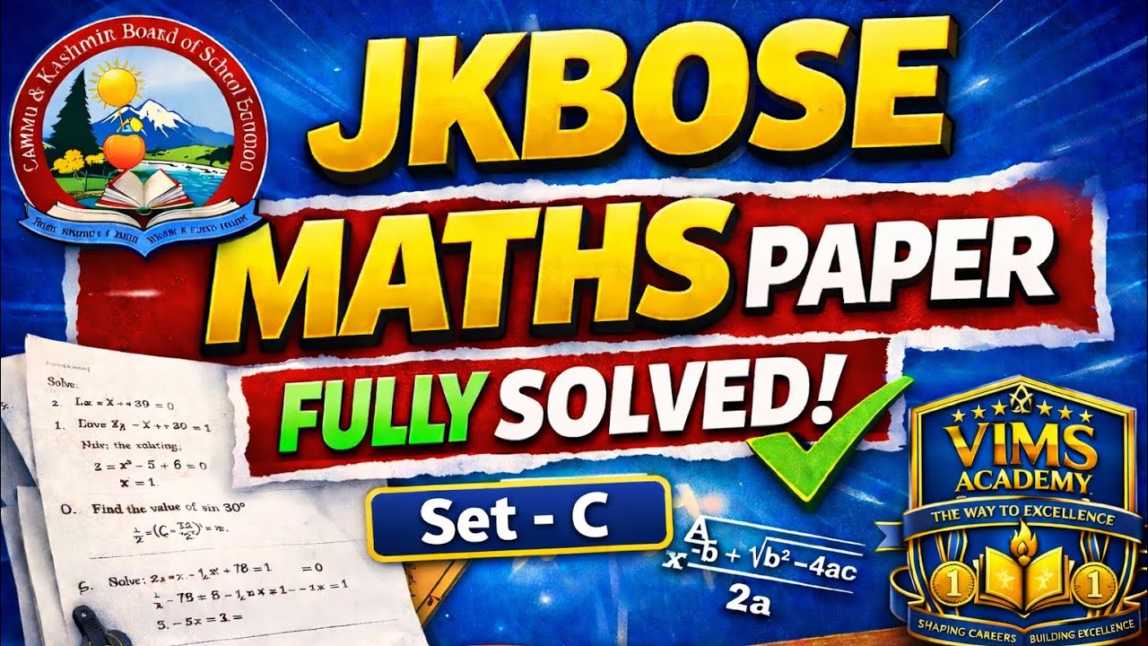 JKBOSE Class 10th Maths paper SET - C 2025 - 2026 Jammu Division 17-02 ...