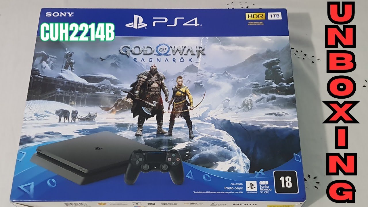 プレイステーション4 unboxing PS4 bundle God of War Ragnarok modelo CUH2214B dá