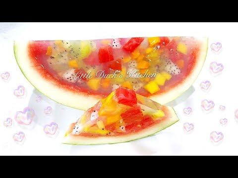 "西瓜水果" 燕菜果冻~网红果冻~❤Watermelon Fruit Jelly Recipe🍉Resepi Agar Agar Tembikai  #littleduckkitchen