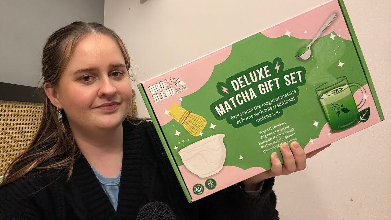 ASMR// opening a matcha gift box… metal tapping, cardboard tapping and ceramic tapping 