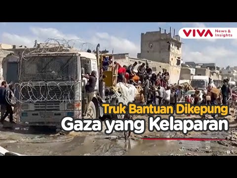 Warga Palestina Berebut Bantuan, Truk-Truk Kemanusiaan Dikepung - video from Viva