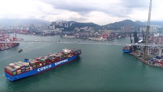 Largest Ship COSCO SHIPPING GALAXY calls at HK Terminal 8 香港八號貨櫃碼頭 (2019.07.10)