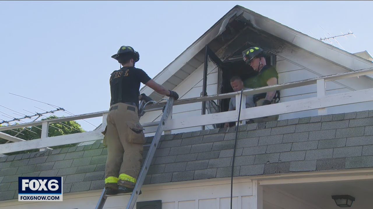 Racine house fire; man rescued from balcony | FOX6 News Milwaukee - YouTube