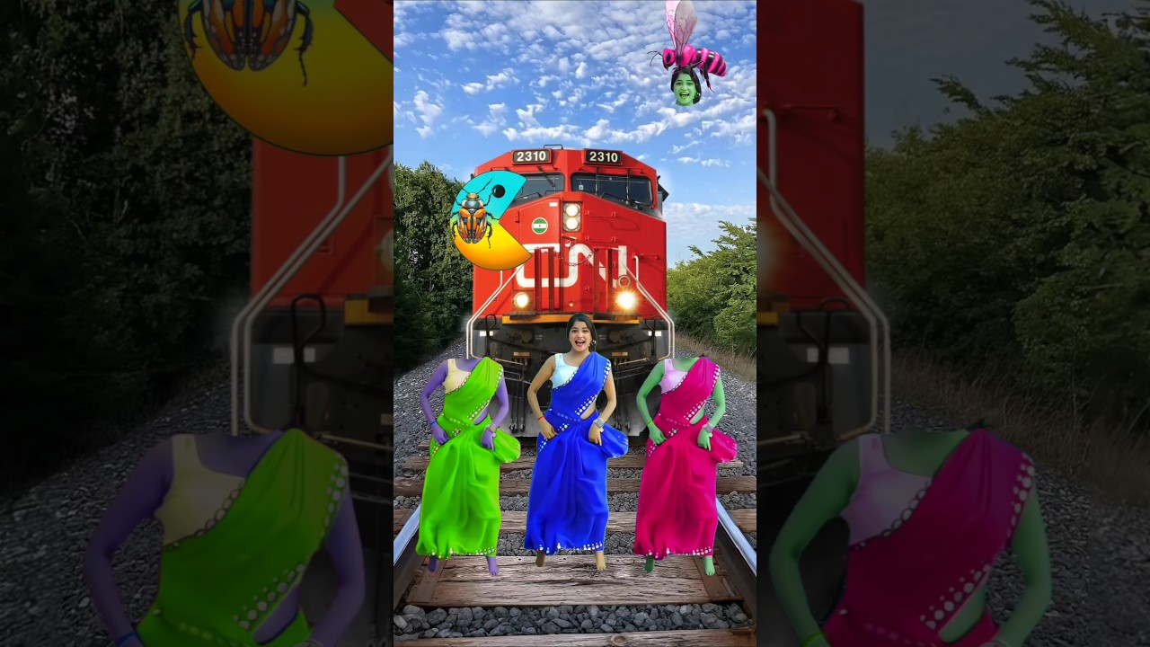 Train vs 3 girl vfx Magic video