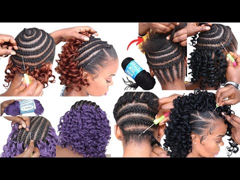 using braid extensions curly crochet hairstyles #crochettiktok #croche