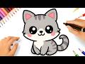 HOW TO DRAW A CUTE KAWAII CAT EASY ????