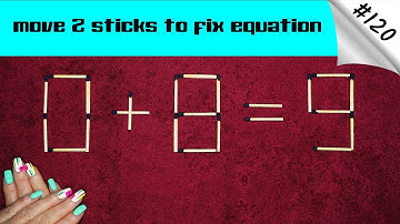 Matchstick puzzle #120 | Match puzzle 0+8=9 with hint and solution.