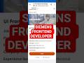 SIEMENS FRONTEND DEVELOPER ### Bangalore JOBS 2026