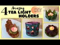 4 Amazing Tea Light Holders from wall putty | diya holders | diy candle holders | festive | craftdil