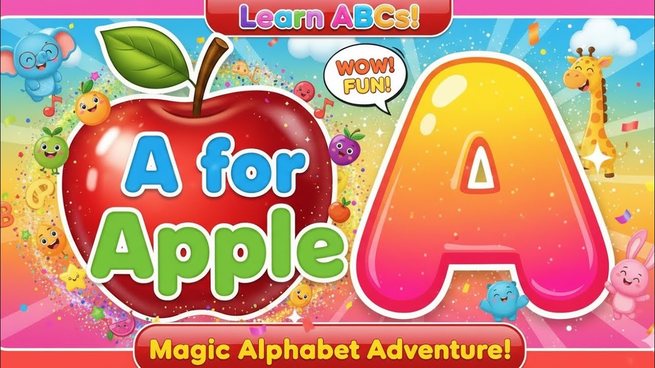 A for Apple B for Ball 🍎⚽ | ABCD Song | Kids Learning Video | Funny ...