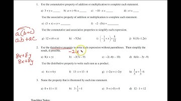 M1103 Mini-Lecture 1.8 Properties of Real Numbers