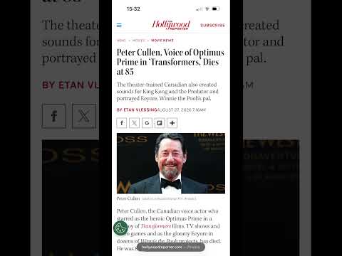 RIP <strong>Peter</strong> <strong>Cullen</strong> #transformers #petercullen #voiceacting #optimusprime #optimus