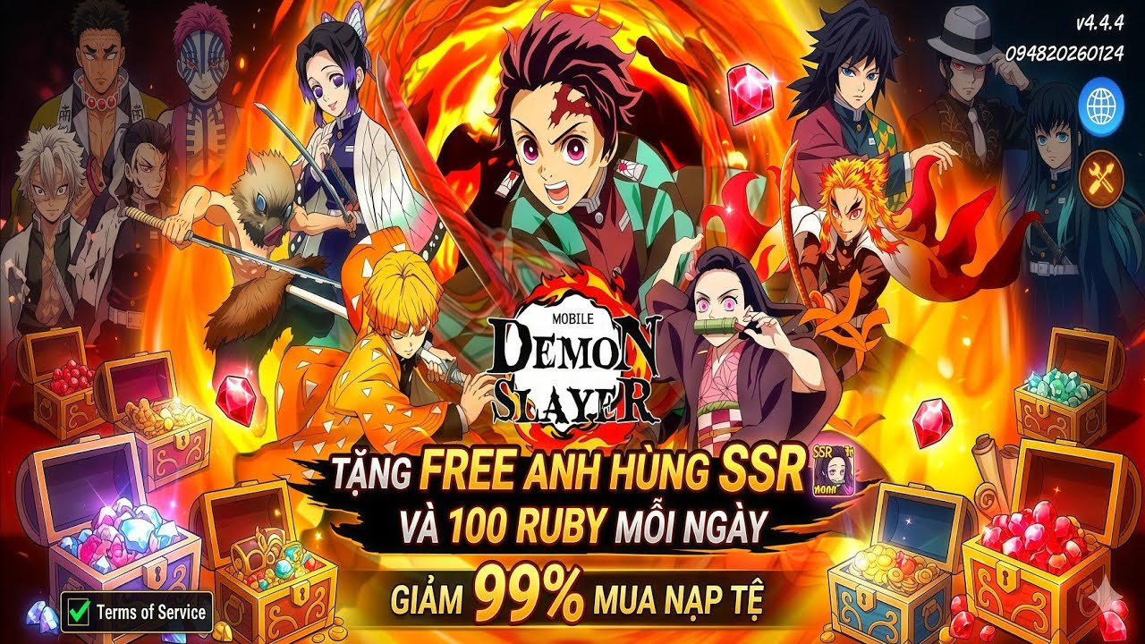 Demon Slayer Mobile X7game - Tặng Free Anh Hùng SSR + 100 Ruby Mỗi Ngày Và Giảm 99% Khi Mua Nạp Tệ