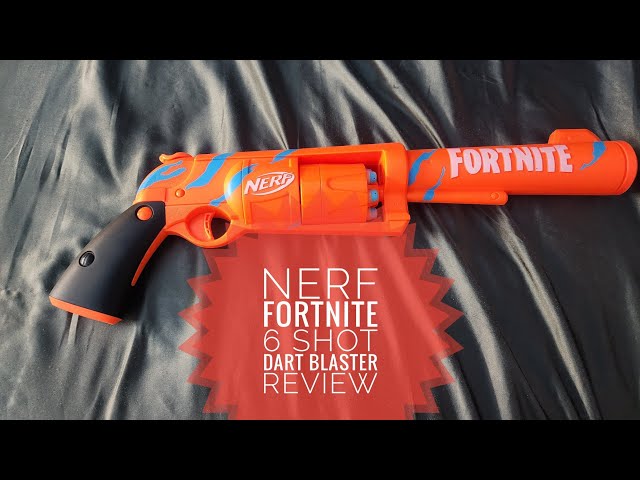 Nerf Fortnite 6-SH Blaster-Camo Pulse Wrap, cebado de acción de martillo,  tambor, 6 dardos Elite