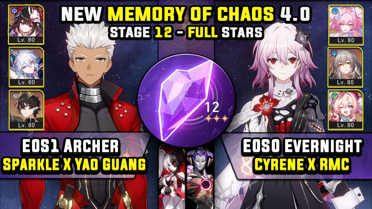E0 Archer Carry W/ Yao Guang & E0 Evernight Carry (3 Stars) Memory Of Chaos 12 Honkai Star Rail 4.0