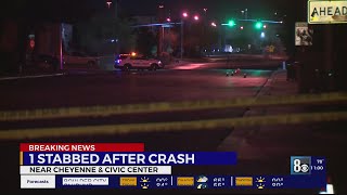 1 person stabbed after possible hit-and-run crash
