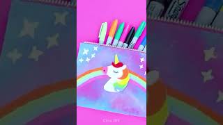 DIY Multicolored Galactic Unicorn Pencil Case! #diy #unicorn  #acrylicpainting #shorts