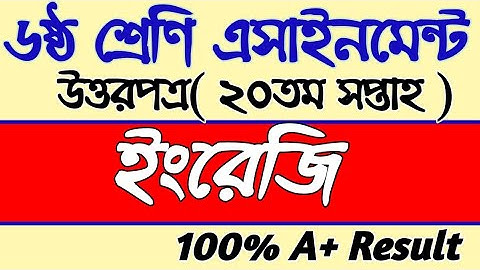 ৬ষ্ঠ শ্রেণী ২০তম সপ্তাহ এসাইনমেন্ট  উত্তর পত্র ইংরেজি|Class 6 English 20th week assignment answer