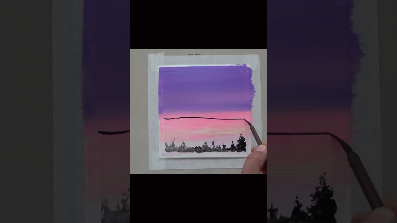 Purple sunset acrylic painting