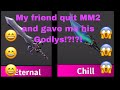 My friend quit MM2. And gave me his Godlys!?!?! :D