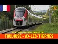 Cab ride toulouse  axlesthermes occitanie france vue du conducteur de train en 4k