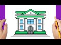 HOW TO DRAW A BANK BUILDING EASY