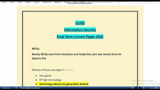CS205 Final Term Paper 2026 || CS205 Final Term Preparation 2026 || Information Security || VU Zone CS205 Final Term Paper 2026 || CS205 Final Term Preparation 2026 || Information Security || VU Zone