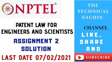 NPTEL Patent Law For Engineers And Scientist || Assignment-2||Solution || Week--2||Online Course2021