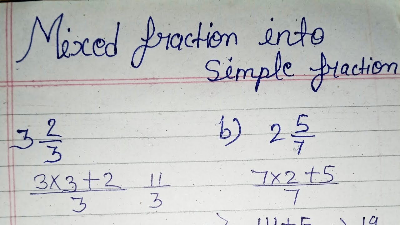 how to convert mixed fraction into improper fraction YouTube