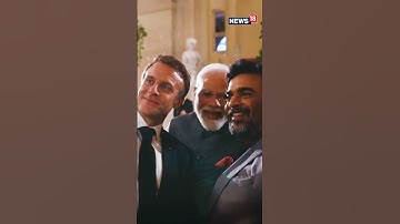 French President Macron Takes A Selfie With PM Modi, Actor R Madhavan, Watch! | #shorts #viral