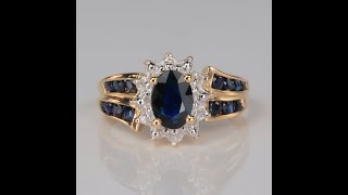 ESTATE - 14K Yellow Gold Sapphire and Diamond Accent Ring