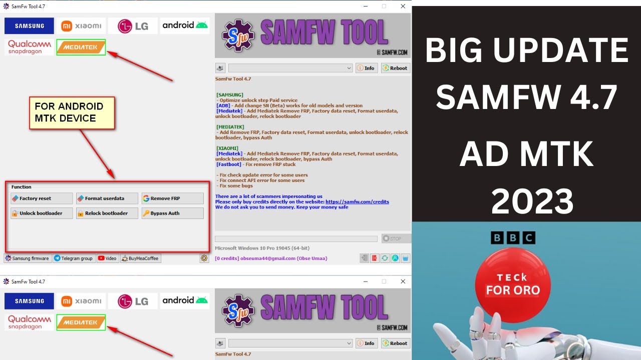 SamFw Tool 4.7.1 - Remove Samsung FRP one click