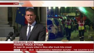 Nice truck attack French Prime MInister Manuel Valls declares 3 days of National Mourning