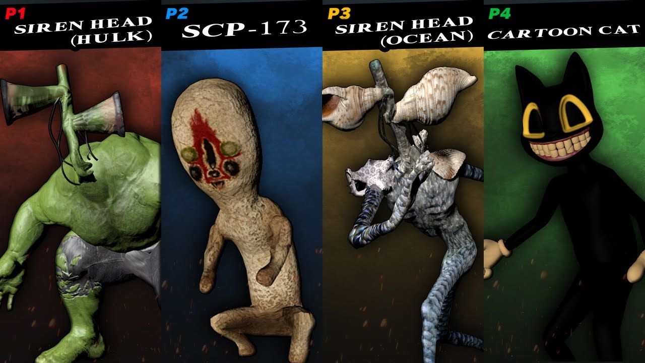 Siren Head Hulk VS SCP-173 VS Siren Head Ocean VS Cartoon Cat ...