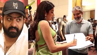 Jr Ntr Looks Towards Jhanvi Kapoor And Ss Rajamouli Muhurtham Koratala Siva Fl