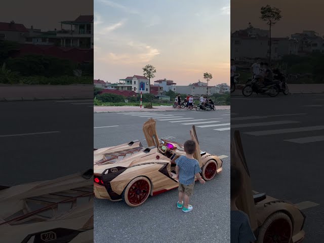 poor woodworker give wooden lamborghini for his son shorts