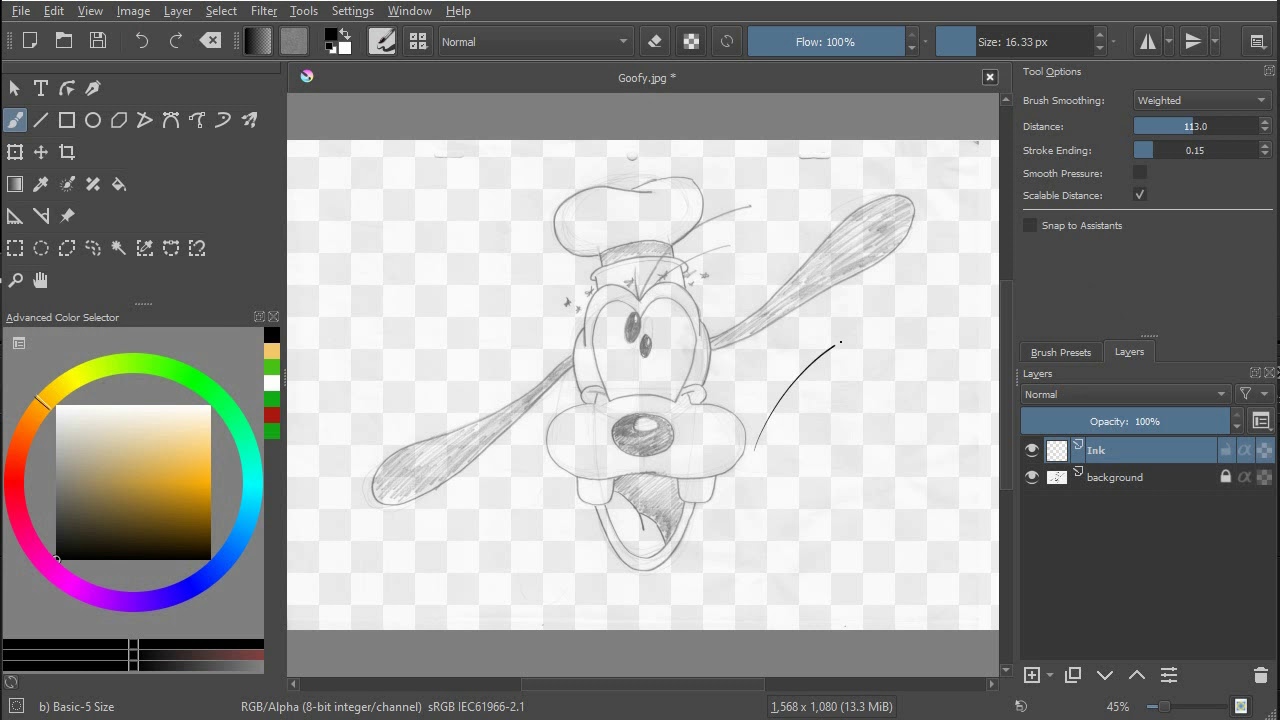 Inking a Pencil Sketch in Krita YouTube