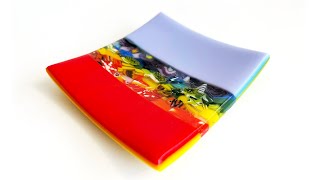 Fused Glass Rainbow Pattern Bar Trinket Tray