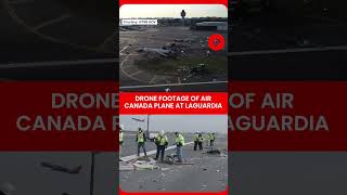 Drone Footage Shows Wreckage Of Air Canada Express Jet Crash In New Yorks Laguardia Airport