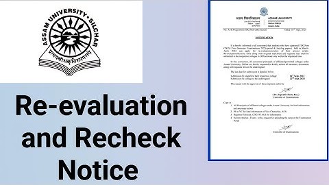 Assam University Silchar|| Re- evaluation and Recheck Notice || Non-CBCS ||
