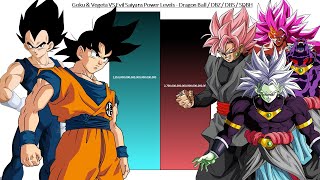 Goku & Vegeta VS Evil Saiyans All Forms Power Levels  Dragon Ball / DBZ / DBS / SDBH