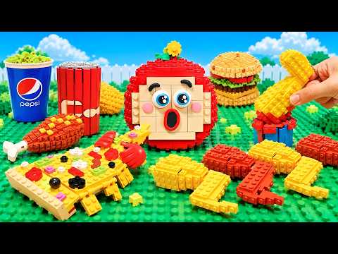 LEGO FOOD CHALLENGE: Mukbang de comida rápida (Pizza, Pollo Frito...) | Lego Food